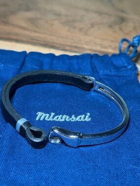 Miansai Black Leather Wrap Bracelet with S.S .925